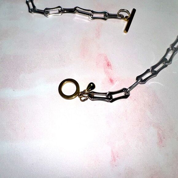 Silver and Gold “Gothica” Toggle Clasp Necklace - Picture 8 of 8